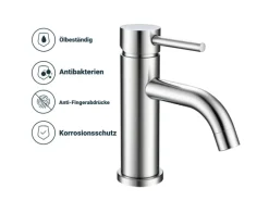 AICA Wasserhahn Silber Bad Niedriger Waschtischarmatur Waschbecken Armaturen 304 Edelstahl Einhebelmischer Mischbatterie