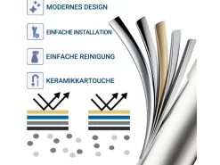 AICA Wasserhahn Silber Bad Hoch Waschtischarmatur Auslauf Höhe 195mm Waschbecken Armaturen 304 Edelstahl Einhebelmischer Mischbatterie