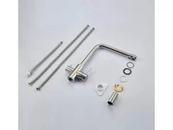 AICA Wasserhahn Silber Küche Spültischarmatur 3-Wege mit Trinkwasserfilter 2-Hebel Design für Doppelspülen 360° Schwenkbar