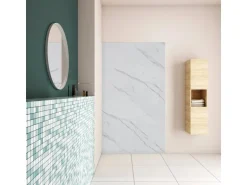 AICA 40x210cm Weißes Marmormuster Duschrückwand Aluverbundplatte Fliesenersatz 3mm Aluminiumverbundplatte Aluplatte Alu