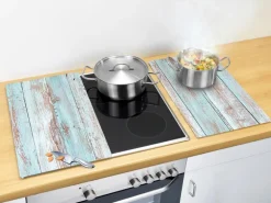 Allstar Glasabdeckplatten Blue Wood für Glaskeramik-Kochfelder 2er-Set