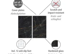 Allstar Herdabdeckplatte für Glaskeramikkochfelder 30 cm x 52 cm Marmor 2 Stück