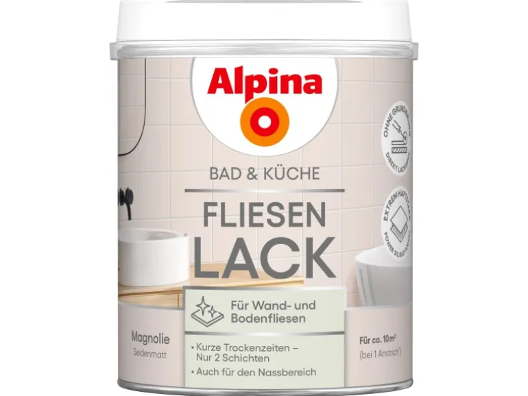 Alpina Fliesen-Lack Bad & Küche 2 Komponenten Magnolie Seidenmatt 750 ml