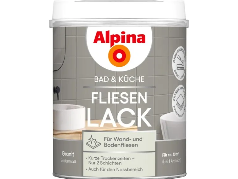 Alpina Fliesen-Lack Bad & Küche 2 Komponenten Granit Seidenmatt 750 ml