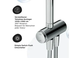 AM.PM Duschsystem Func Duschsystem ohne Armatur, Regenduschset Kopfbrause Duschsäule Dusche F07FA000 Chrom