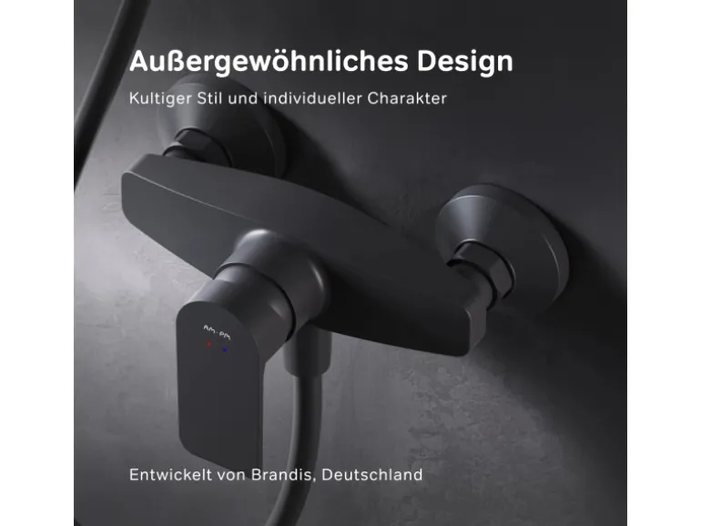 AM.PM Einhebel Duscharmatur Brausearmatur aus Messing Brausebatterie Flash FNA20022 Schwarz