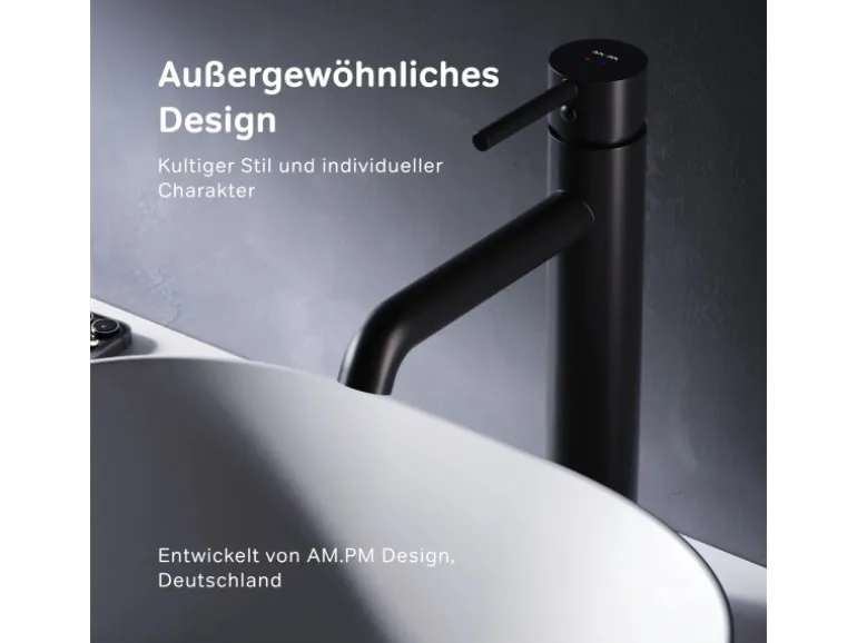AM.PM Einhebel Waschtischarmatur Spike Wasserhahn Bad aus Messing FPA92022 Schwarz