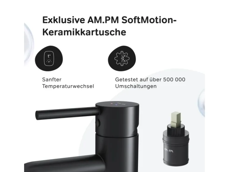 AM.PM Einhebel Waschtischarmatur Spike Wasserhahn Bad aus Messing FPA92022 Schwarz