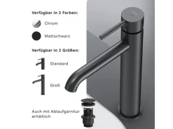 AM.PM Einhebel Waschtischarmatur Spike Wasserhahn Bad aus Messing FPA92022 Schwarz