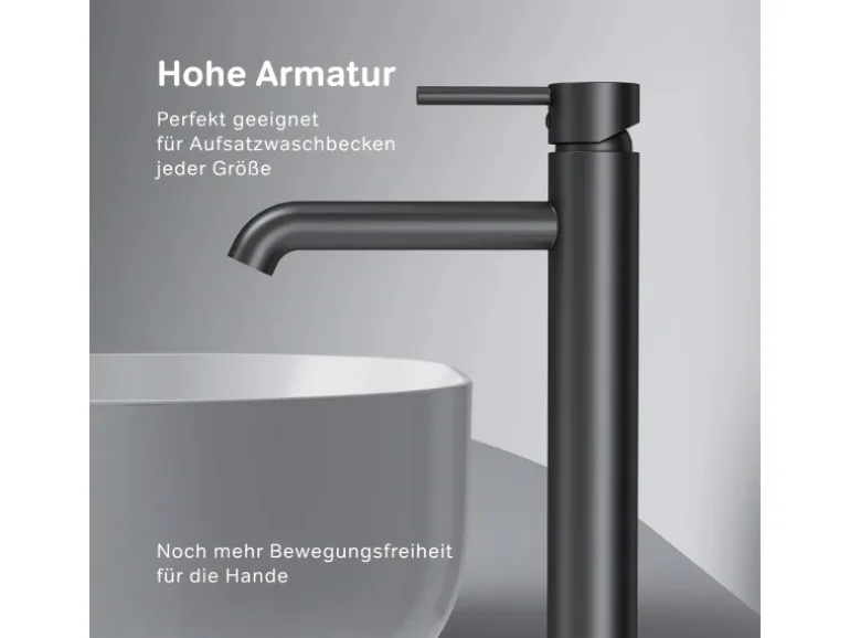 AM.PM Einhebel Waschtischarmatur Spike Wasserhahn Bad aus Messing FPA92022 Schwarz