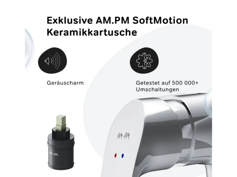 AM.PM Einhebel-Duscharmatur Like Brausearmatur aus Messing, Brausebatterie, Wasserhahn Bad FLA20000 Chrom