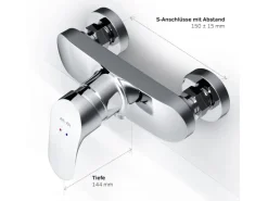 AM.PM Einhebel-Duscharmatur Like Brausearmatur aus Messing, Brausebatterie, Wasserhahn Bad FLA20000 Chrom