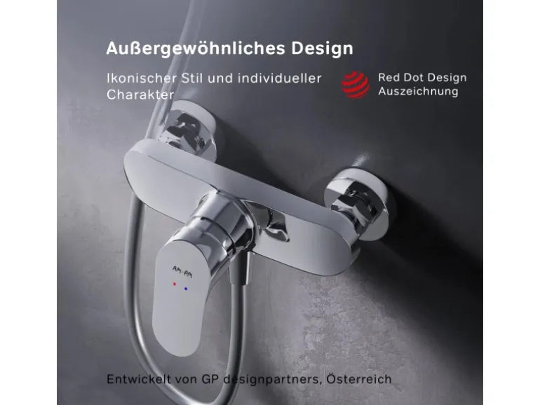 AM.PM Einhebel-Duscharmatur Like Brausearmatur aus Messing, Brausebatterie, Wasserhahn Bad FLA20000 Chrom