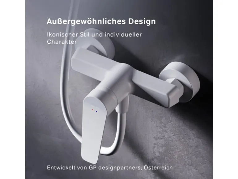 AM.PM Einhebel-Duscharmatur Gem Brausearmatur aus Messing, Brausebatterie Wasserhahn Bad FTA20033 Weiß