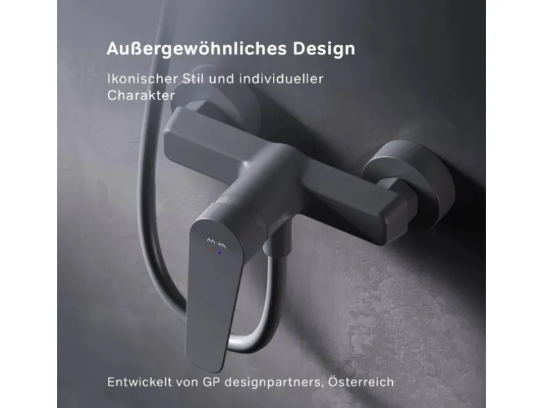 AM.PM Einhebel-Duscharmatur Gem Brausearmatur aus Messing, Brausebatterie Wasserhahn Bad FTA20022 Schwarz