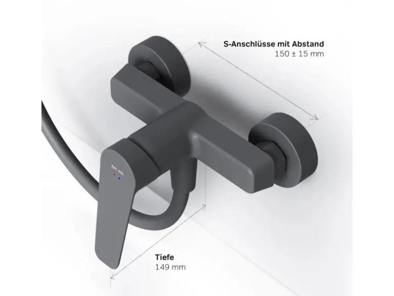 AM.PM Einhebel-Duscharmatur Gem Brausearmatur aus Messing, Brausebatterie Wasserhahn Bad FTA20022 Schwarz