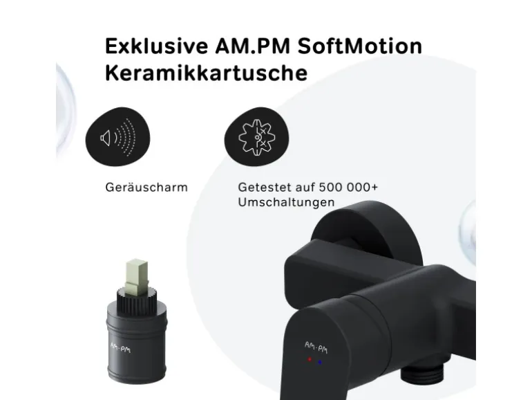 AM.PM Einhebel-Duscharmatur Gem Brausearmatur aus Messing, Brausebatterie Wasserhahn Bad FTA20022 Schwarz