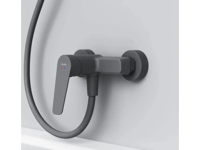 AM.PM Einhebel-Duscharmatur Gem Brausearmatur aus Messing, Brausebatterie Wasserhahn Bad FTA20022 Schwarz