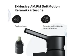 AM.PM Einhebel-Duscharmatur X-Joy S Brausearmatur aus Messing, Brausebatterie Wasserhahn Bad FXB20022 Schwarz