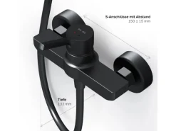 AM.PM Einhebel-Duscharmatur X-Joy S Brausearmatur aus Messing, Brausebatterie Wasserhahn Bad FXB20022 Schwarz