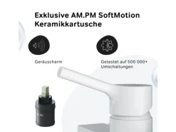 AM.PM Einhebel-Duscharmatur X-Joy S Brausearmatur aus Messing, Brausebatterie Wasserhahn Bad Mischbatterie FXB20033 Weiß