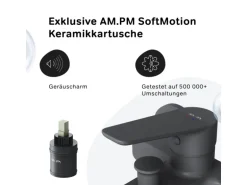 AM.PM Einhebel-Wannenarmatur / Brausearmatur,  Wasserhahn Bad, Wannenbatterie FTA10022 Hit Aufputz Schwarz