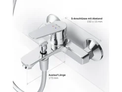 AM.PM Einhebel-Wannenarmatur / Brausearmatur,  Wasserhahn Bad, Wannenbatterie FTA10000 Hit Aufputz Chrom