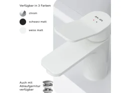 AM.PM Einhebel-Waschtischarmatur X-Joy Wasserhahn Bad aus Messing, Waschbecken Armatur, Mischbatterie FXA02133 Weiß