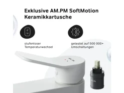 AM.PM Einhebel-Waschtischarmatur X-Joy Wasserhahn Bad aus Messing, Waschbecken Armatur, Mischbatterie FXA02133 Weiß