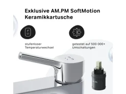 AM.PM Einhebel-Waschtischarmatur X-Joy S Wasserhahn Bad aus Messing, Waschbecken Armatur, Mischbatterie FXB02100 Chrom