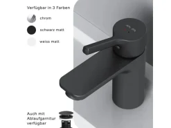 AM.PM Einhebel-Waschtischarmatur X-Joy S Wasserhahn Bad aus Messing, Waschbecken Armatur, Mischbatterie FXB02122 Schwarz