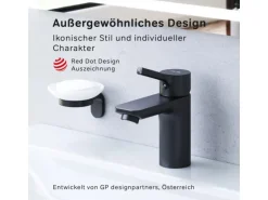 AM.PM Einhebel-Waschtischarmatur X-Joy S Wasserhahn Bad aus Messing, Waschbecken Armatur, Mischbatterie FXB02122 Schwarz