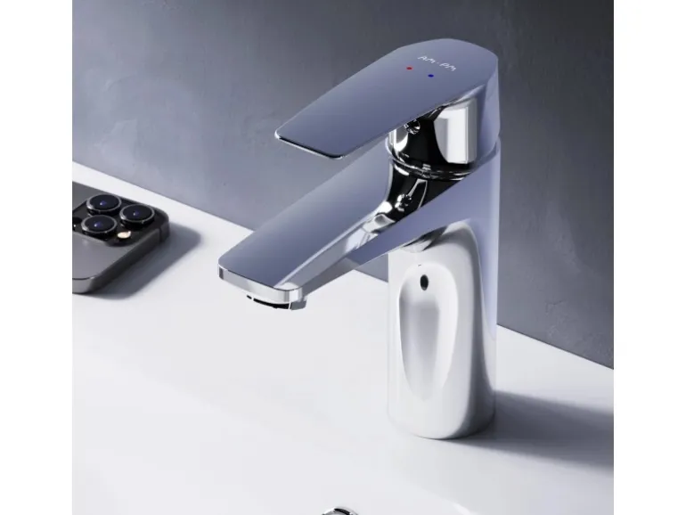 AM.PM Einhebel-Waschtischarmatur Gem Wasserhahn Bad aus Messing, Mischbatterie FGA02100 Chrom