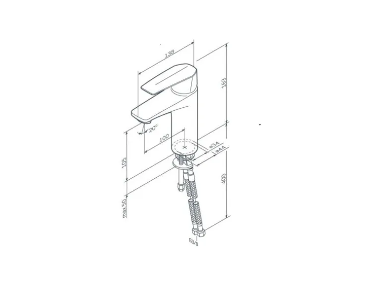 AM.PM Einhebel-Waschtischarmatur Gem Wasserhahn Bad aus Messing, Mischbatterie FGA02100 Chrom