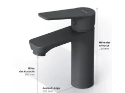 AM.PM Einhebel-Waschtischarmatur Hit Wasserhahn Bad FTA02122 Schwarz