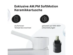 AM.PM Einhebel-Waschtischarmatur X-Joy S Wasserhahn Bad aus Messing, Waschbecken Armatur, Mischbatterie FXB02133 Weiß