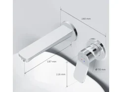 AM.PM Einhebel-Waschtischarmatur Wandmontage X-Joy Wasserhahn Bad, Mischbatterie FXA72600 Chrom