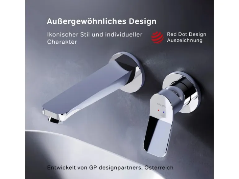 AM.PM Einhebel-Waschtischarmatur Wandmontage X-Joy Wasserhahn Bad, Mischbatterie FXA72600 Chrom