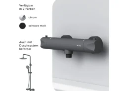 AM.PM Thermostat Duscharmatur Hit Brausearmatur aus Messing, Mischbatterie, Duschthermostat FTA40022 Schwarz