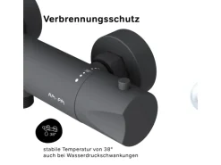 AM.PM Thermostat Duscharmatur Hit Brausearmatur aus Messing, Mischbatterie, Duschthermostat FTA40022 Schwarz