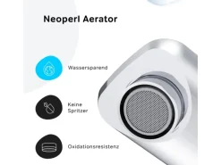 AM.PM TouchReel Waschtischarmatur, Wasserhahn Bad aus Messing, Waschbecken Armatur, Mischbatterie X-Joy FXT02500 Chrom