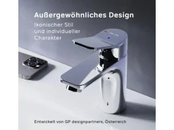 AM.PM Waschtischarmatur EcoStart-Funktion mit Klick-Ablauf, Waschbecken Armatur, Mischbatterie FXA82800 X-Joy Chrom