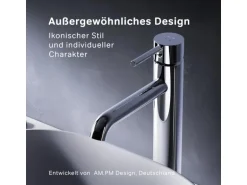 AM.PM Waschtischarmatur Hoch mit Klick-Ablaufgarnitur Spike Wasserhahn Bad, Mischbatterie FPA92200 Chrom