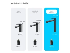 AM.PM Waschtischarmatur Hoch mit Klick-Ablaufgarnitur Hit Wasserhahn Bad, Mischbatterie FTA92222 Schwarz