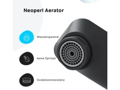 AM.PM Waschtischarmatur Hoch mit Klick-Ablaufgarnitur Hit Wasserhahn Bad, Mischbatterie FTA92222 Schwarz