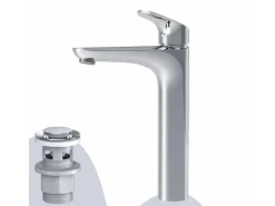 AM.PM Waschtischarmatur Hoch mit Klick-Ablauf Like Wasserhahn Bad, Waschbecken Armatur, Mischbatterie FLA92200  Chrom