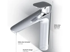 AM.PM Waschtischarmatur Hoch mit Klick-Ablauf Like Wasserhahn Bad, Waschbecken Armatur, Mischbatterie FLA92200  Chrom