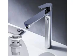 AM.PM Waschtischarmatur Hoch mit Klick-Ablaufgarnitur Hit Wasserhahn Bad, Mischbatterie FTA92200 Chrom