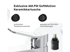 AM.PM Waschtischarmatur Hoch mit Klick-Ablaufgarnitur, Waschbecken Armatur, Mischbatterie FXA92200 X-Joy Chrom