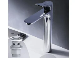 AM.PM Waschtischarmatur Hoch mit Klick-Ablaufgarnitur, Waschbecken Armatur, Mischbatterie FXA92200 X-Joy Chrom